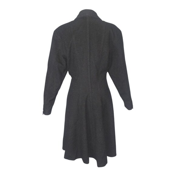 Vintage 80s Gianni Versace Charcoal Gray Wool Cashmere Blend Coat S M - Picture 5 of 14